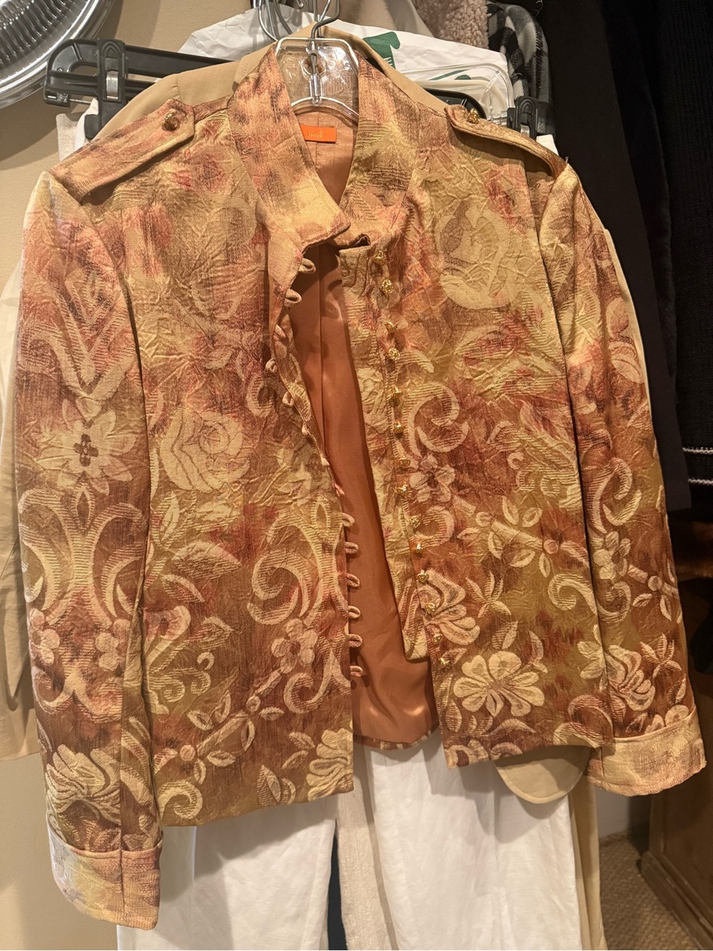 Floral Brocade Blazer in Burnt Orange and Gold